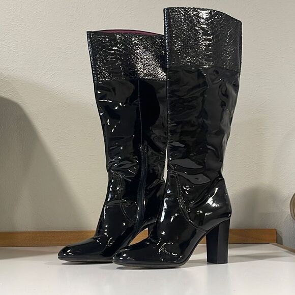COACH PATENT LEATHER BOOTS SIZE 8.5 - Picture 1 of 11